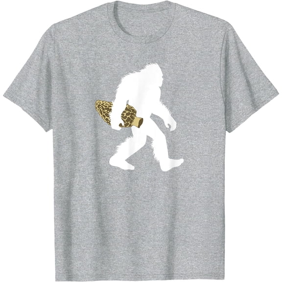 Bigfoot With Morel Mushroom Sasquatch Fungi Tee Gift Unisex T-Shirt for Men Women Kids Toddler,Sport Grey Color,Size 2XL