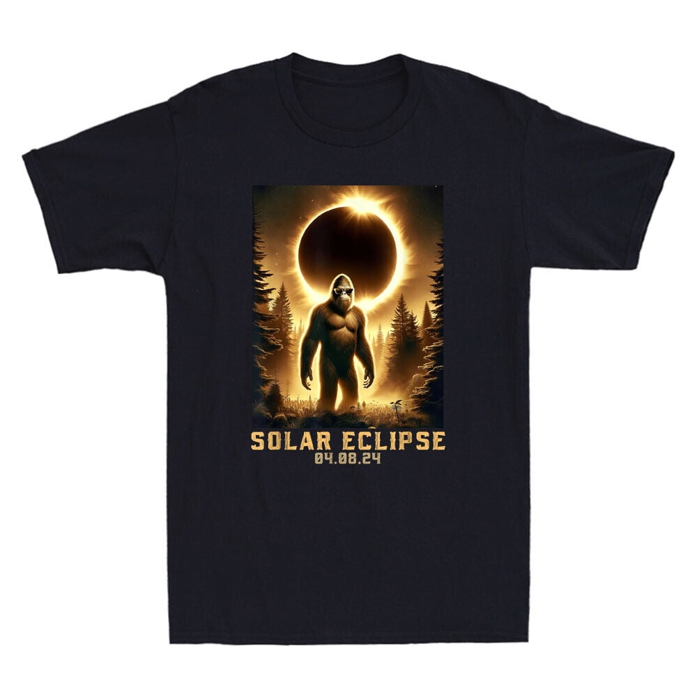 Bigfoot With Total Solar 2024 Eclipse Wearing Glasses Funny Meme Men's