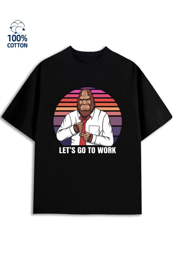 Bigfoot Workday for men funny humor 180G 100% Cotton black y2k wife Classic Unisex Shirt Short Sleeve tshirts Funny Unisex Shirt Short Sleeve tshirts
