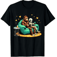 thumbnail image 1 of Bigfoot and Alien Video Game Graphic T-Shirt Adult Unisex Black Tee, 1 of 5