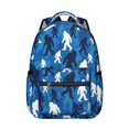 thumbnail image 1 of Bigfoot and Camouflage Blue Pattern Backpack for School, Cute School Bag with Adjustable Shoulder Straps and Padded Back, 15.3"x11"x7.1", 1 of 5