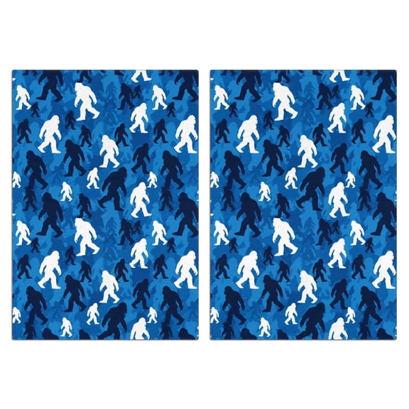 Bigfoot and Camouflage Blue Pattern Kitchen Towels Set Of 2, Microfiber Dish Cloths Pack Super Absorbent Gifts Ideas for Kitchen Restaurant,18“ X 26"