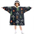 thumbnail image 1 of Bigfoot and Campfire Black Pattern Lamb Fleece Blanket Hoodies for Teens ,Teens Oversize Sherpa Wearable Hooded Blanket Sweatshirt with Super Pockets, 1 of 6
