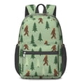 thumbnail image 1 of Bigfoot and Feather Green Pattern 17" School Backpacks for Teens,Waterproof Oxford Fabric,S-Shape Padded Straps for School,Travel,Hiking,Camping, 1 of 6