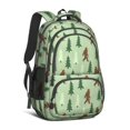 thumbnail image 1 of Bigfoot and Feather Green Pattern Backpack for School, Cute School Bag with Adjustable Shoulder Straps and Padded Back, 16.9"x12.6"x5.9", 1 of 5