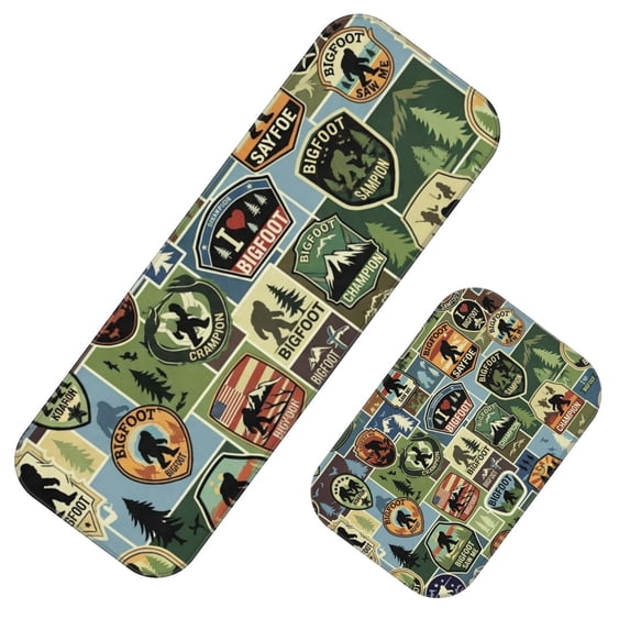 Bigfoot and Patch Blue Pattern 2 Piece Flannel Bathroom Rug Set, Bath ...