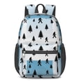 thumbnail image 1 of Bigfoot and Silhouette Blue Pattern 17" Waterproof Oxford School Backpacks for Teens, S-Shape Padded Straps, for School, Travel, Hiking, Camping, 1 of 1