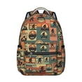 thumbnail image 1 of Bigfoot and Sticker Green Pattern Backpack for School, Cute School Bag with Adjustable Shoulder Straps and Padded Back, 15.3"x11"x7.1", 1 of 4