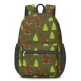 thumbnail image 1 of Bigfoot and Tree Green Pattern 17" School Backpacks for Teens,Waterproof Oxford Fabric,S-Shape Padded Straps for School,Travel,Hiking,Camping, 1 of 6