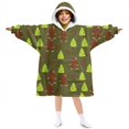thumbnail image 1 of Bigfoot and Tree Green Pattern Lamb Fleece Blanket Hoodies for Teens ,Teens Oversize Sherpa Wearable Hooded Blanket Sweatshirt with Super Pockets, 1 of 6