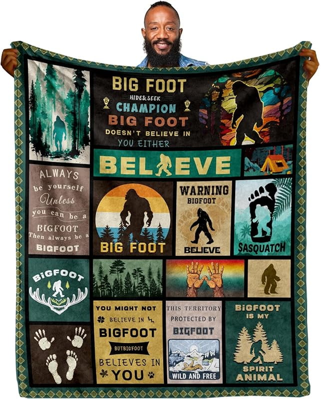Bigfoot Camping Throw Blanket - Super Soft Flannel Blanket For Sofa Couch Bed Camping Travel - Plush Warm Cozy Bed Quilts Home Decor For All Seasons