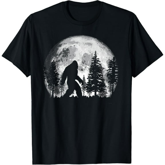 Bigfoot in the Forest Hiding at Night Full Moon Trees Nature T-Shirt100% cotton short-sleeved shirt for both men and women