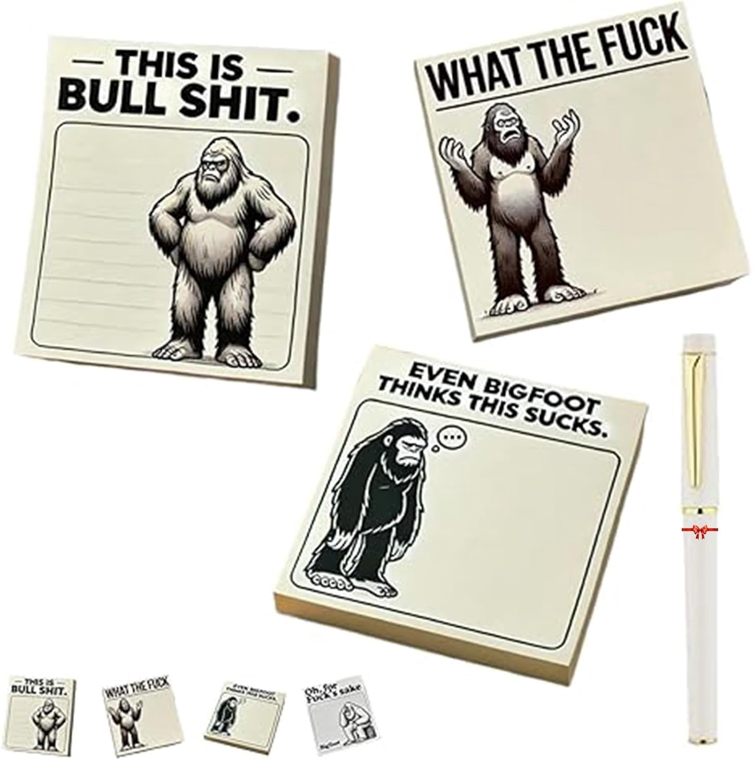 Bigfoot's Brutal Sticky Notes, Funny Bigfoot Sticky Notes for When ...