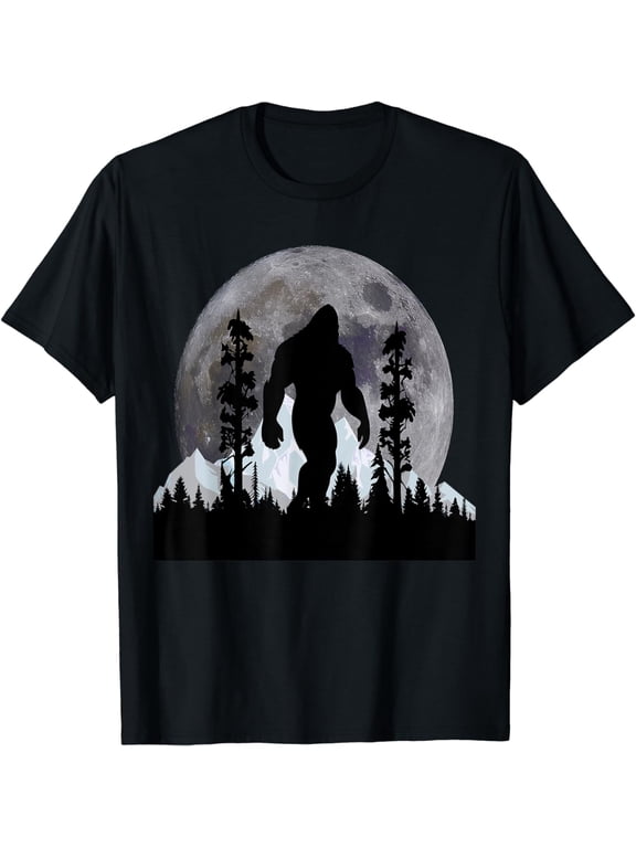Bigfoot walk in the Forest Moon Night Cool Sasquatch For Men T-Shirt
