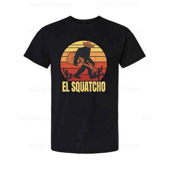 Bigfoot with Guitar Funny Sasquatch Lovers Vintage Graphic T-Shirt unisex up to 5XL