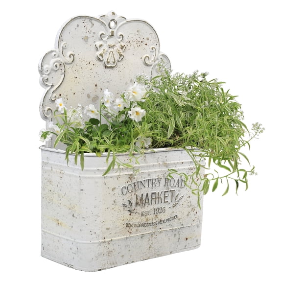 Galvanized Metal Wall Planter - Rustic Vintage Wall Mounted Planters for Indoor Outdoor Plants Farmhouse Hanging Plant Holder Decor (13.2" L x 9.5" H)
