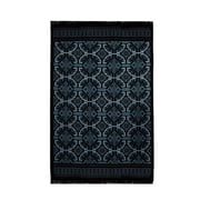 BiggHome, 47x70 in, Ethnic Kilim, Black/Blue, Lightweight, Machine Washable
