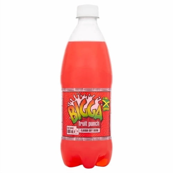 Bigga Fruit Punch Flavour Soft Drink 600ml, British Import (Pack of 2)