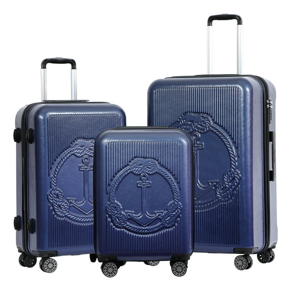 Biggdesign Ocean Hardshell Spinner Luggage Set, NavyBlue,3 Pcs, 44 - 66 - 99 lbs