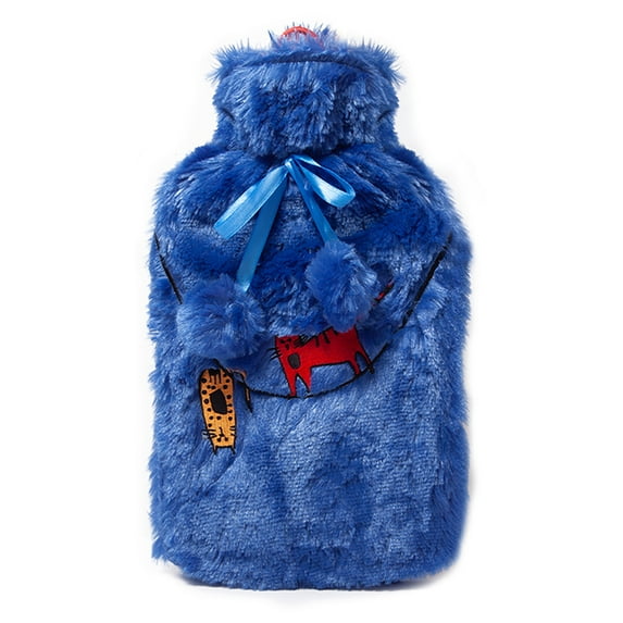 Biggdesign Cats Blue Hot Water Bottle with Soft Plush Cover 68 OZ