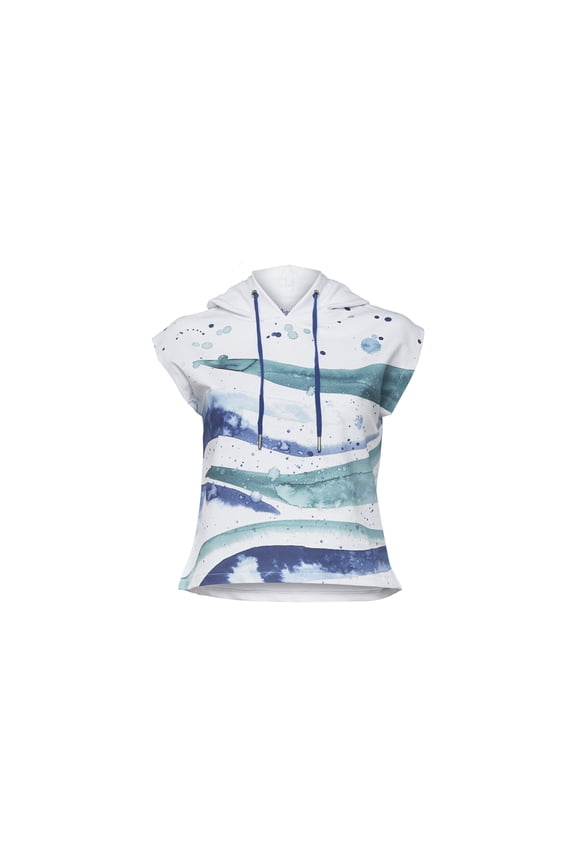 Wave Womens Sleeveless Hoodie Sweatshirt
