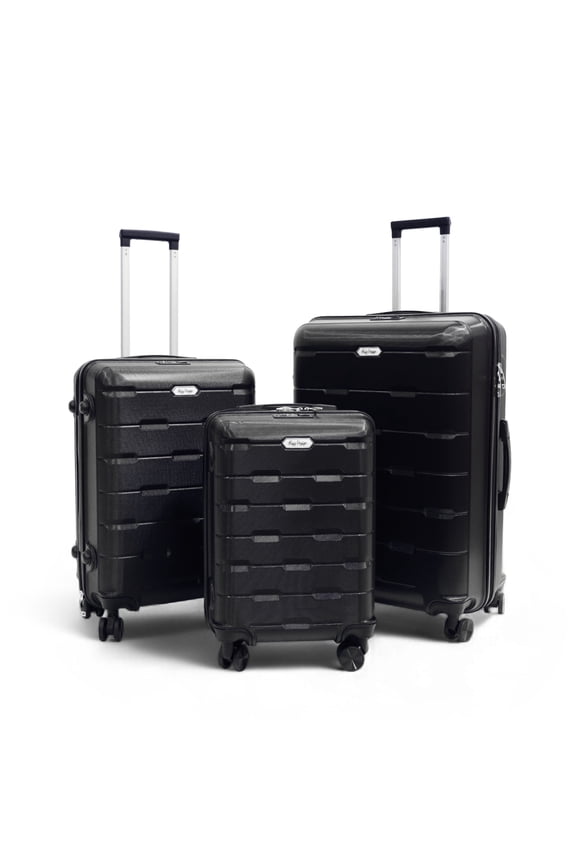 Moods Up 3-Piece Luggage Set, TSA Lock, ABS Hard Shell, Black