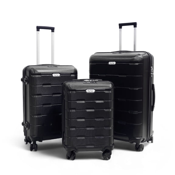 Biggdesign Moods Up 3-Piece Luggage Set, TSA Lock, ABS Hard Shell, Black