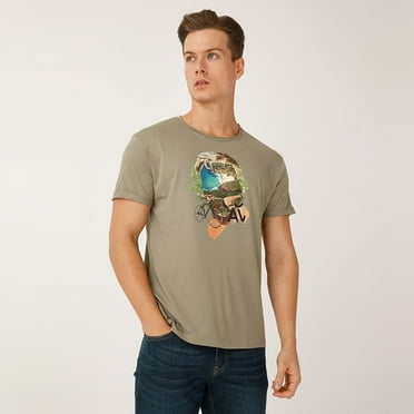 Biggdesign Nature Adventurer Men's T-Shirt By Aysu Single, EU S Size in Cream Color