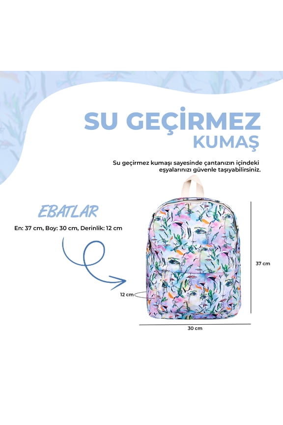 White Faces Backpack, Waterproof, Lightweight, HighSchool, Outdoor