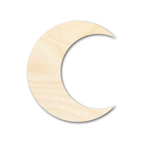 Unfinished Wood Crescent Moon Shape | DIY Celestial Night Sky Craft Cutout | Up to 36" 36" / 1/4"