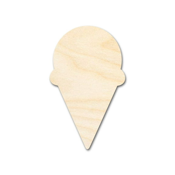 Unfinished Wood Ice Cream Cone Silhouette | Single Scoop | Craft Cutout | up to 46" DIY 36" / 1/2"