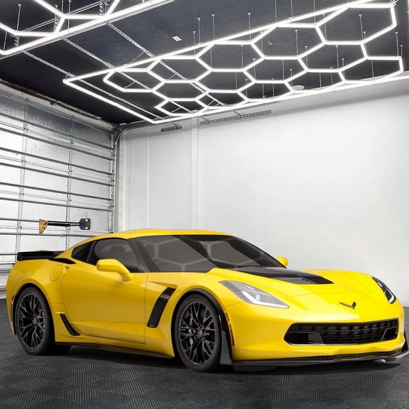 Bigger Size Hexagon LED Garage Light Ultra-Bright Hex Ceiling Lights, Hexagon led Lights for Garage Warehouse Workshop Gym Basement