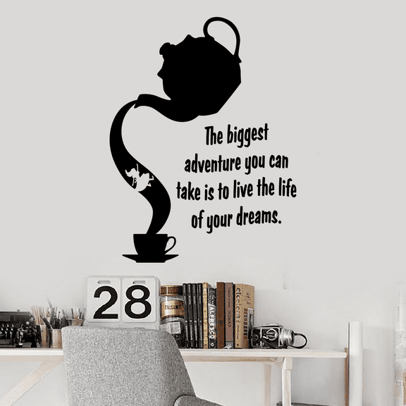 The Biggest Adventure You Can Take Is To Live The Life Of Your Dreams - Quote Alice In Wonderland Silhouette Vinyl Wall Decal Sticker Art Decoration Home Room Bedroom Nursery Room Size (20x18 inch)