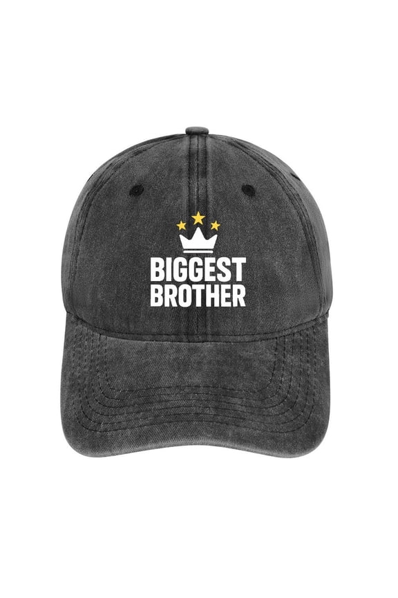 Biggest Brother Charcoal Unisex Vintage Washed Cotton Baseball Cap Adjustable Size Dad Hat