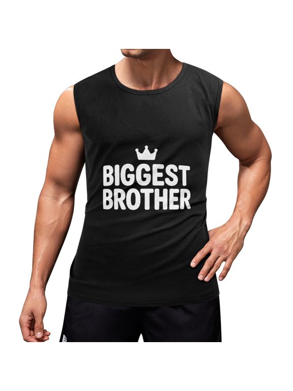 Biggest Brother Men's Cotton Sleeveless Tank Top Workout Gym Shirt for Casual Wear Large