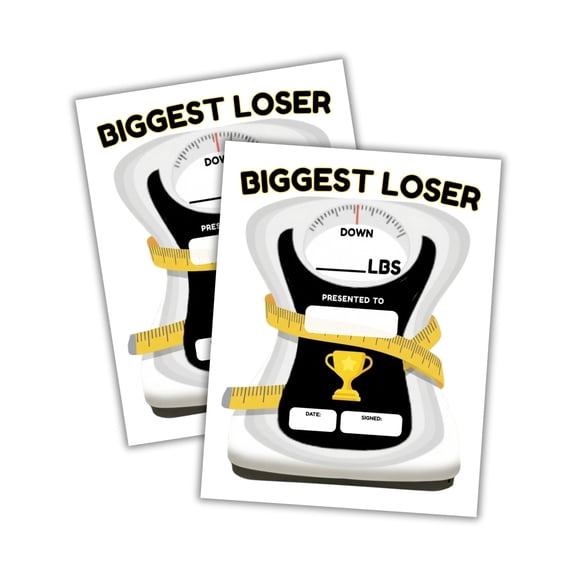 Biggest Loser Weight Loss Award Certificate 30pk 8.5x11 Gym Challenge Prize Fitness Competition Trophy Medal Diet I lost X lbs Fill In Blank Picture Socials