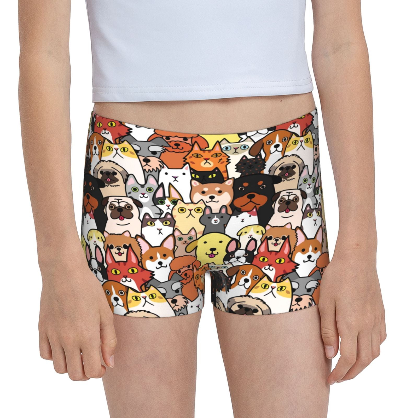 Easygdp Cats & Dogs Group Girls Hipster Cotton Underwear Little Girls