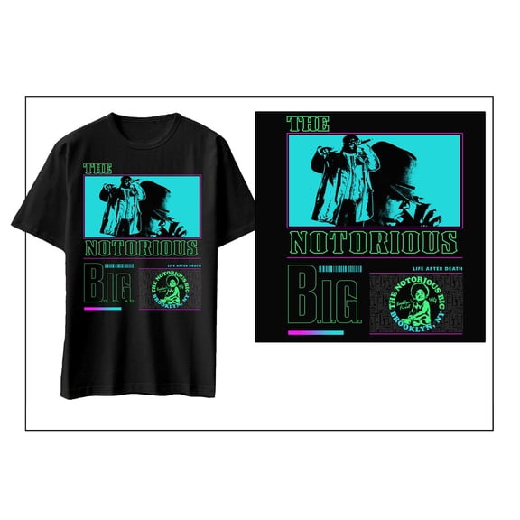 Biggie Smalls Unisex T-Shirt Life After Death Neon (Small)