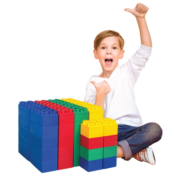 BiggoBlocks Jumbo Building Blocks for Kids Ages 3-8, Indoor & Outdoor Play, Large Learner Set (48 Pieces)