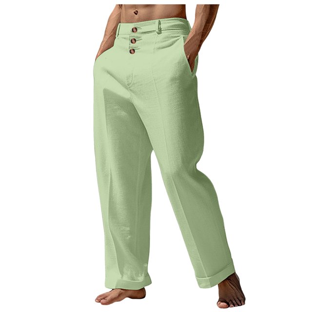 Biggon Men's Casual Pants Mens Cotton Drawstring Pants Elastic Waist