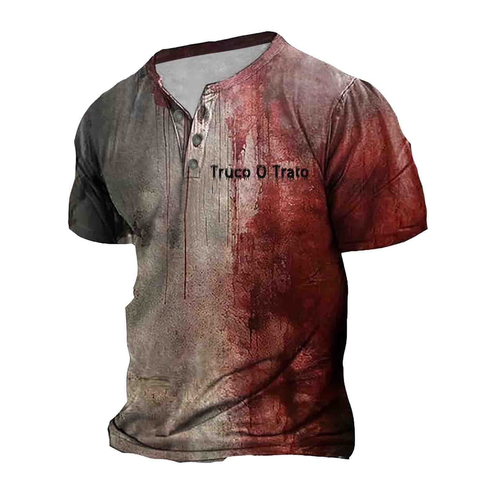 Biggon New Men S 3D Digital Printed Casual Stained Printed Top Men's