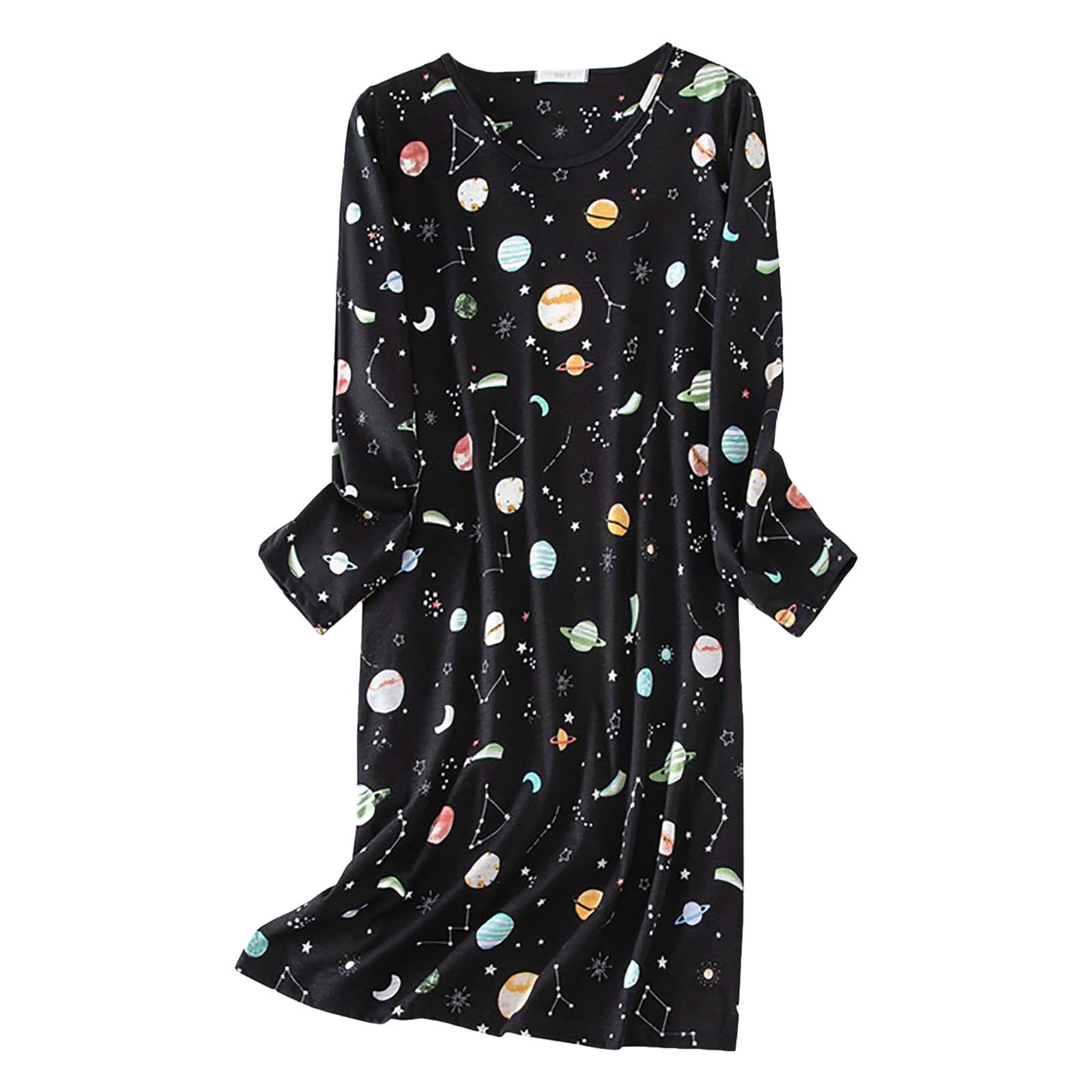 Biggon Women's Cotton Nightgown Sleepwear Long Sleeves Shirt Casual