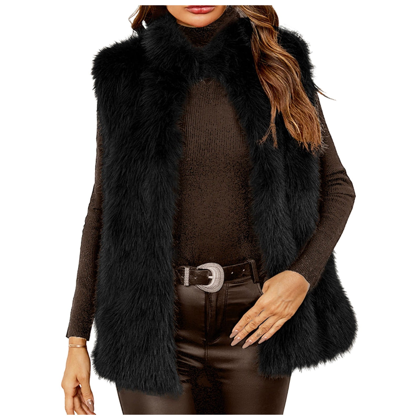 Biggon Women's Winter Coats Fleece Cropped Coat Jacket Long Sleeve