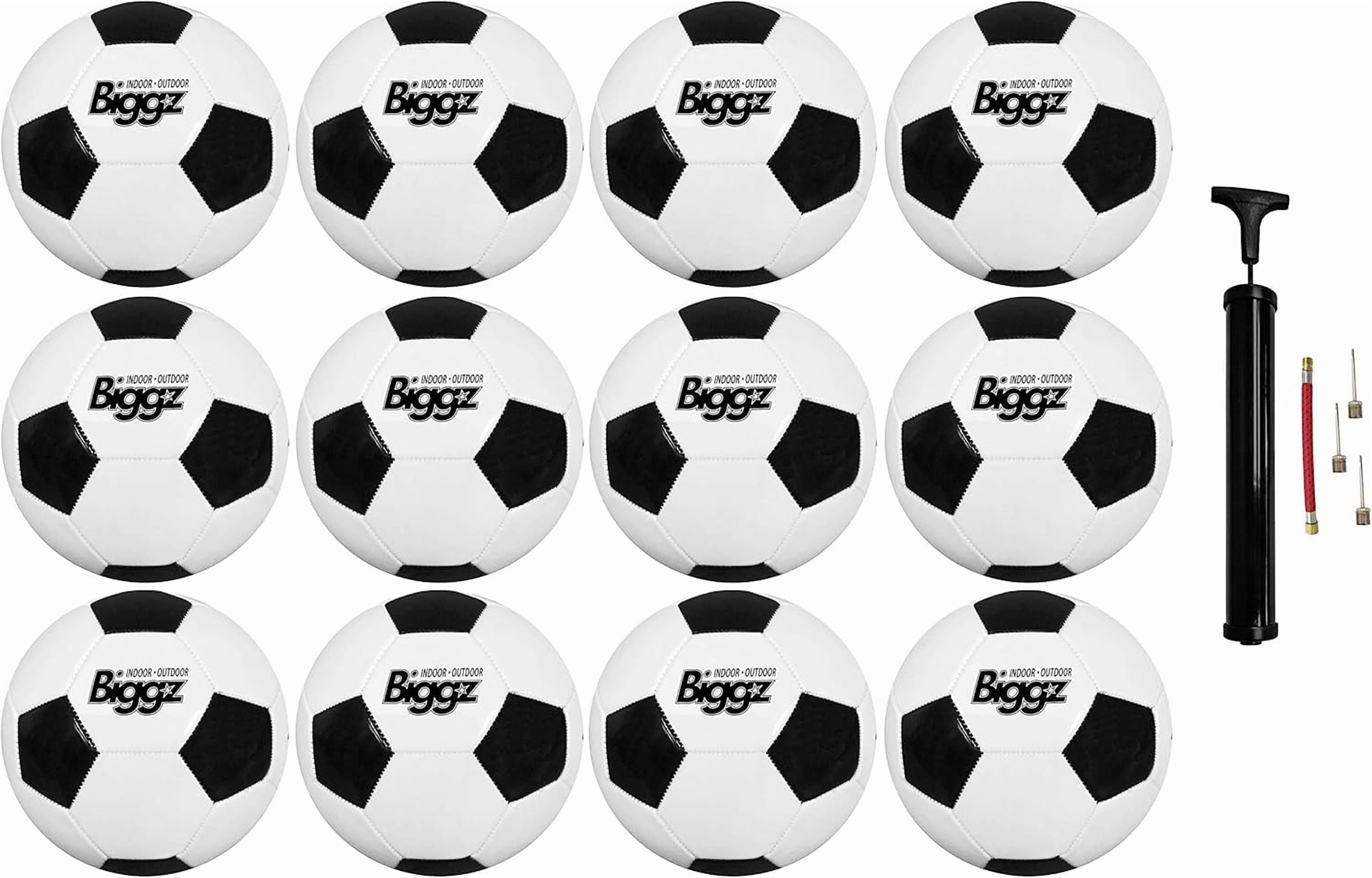 Biggz (12 Pack) Premium Classic Size 4 Soccer Balls with Hand Pump