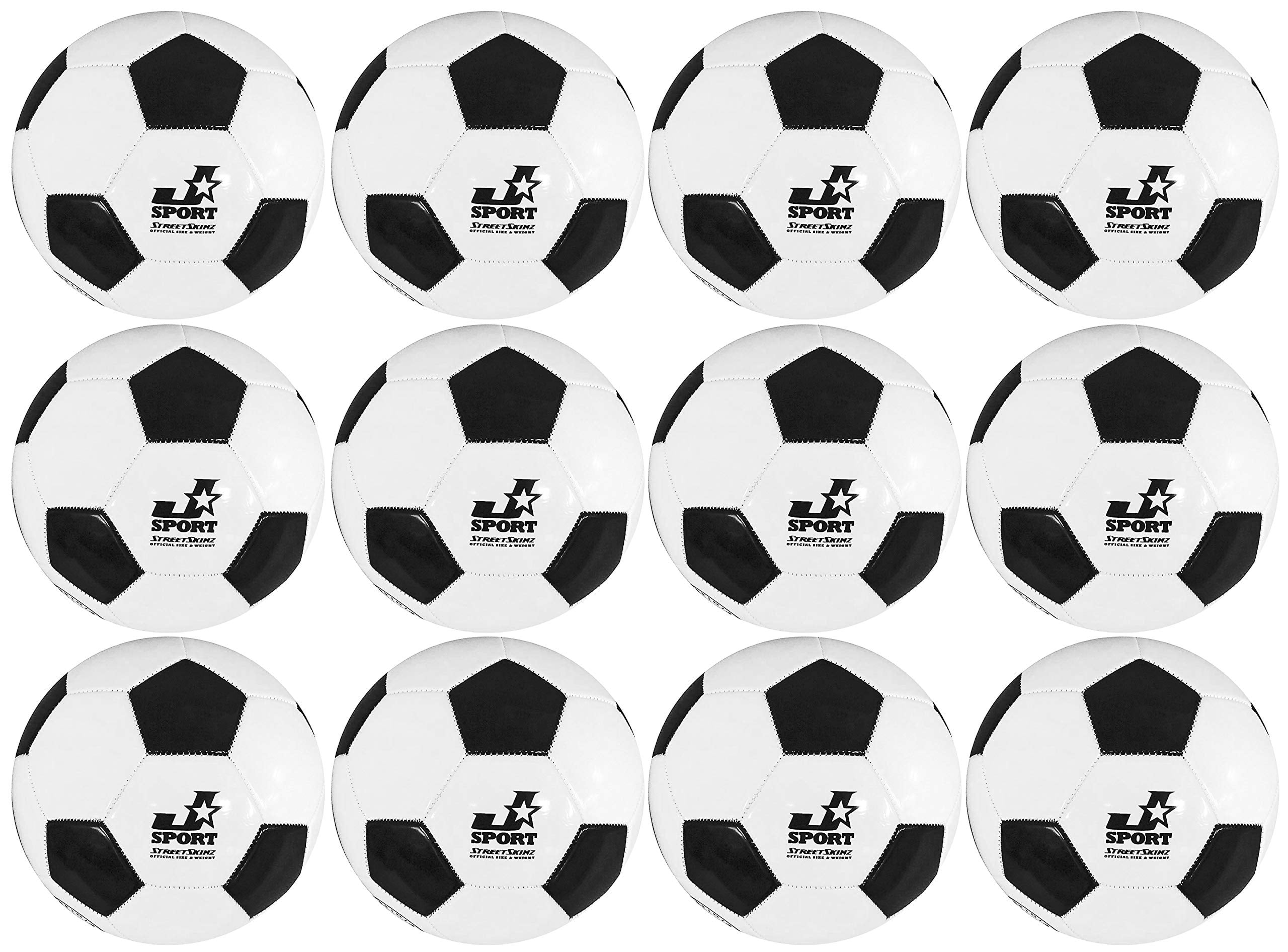 Biggz (12 Pack) Premium Classic Soccer Balls Size 5 with Ball Hand Pump