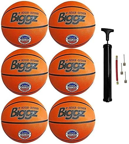 Biggz (6 Pack) Official Size 7 Premium Rubber Basketballs - Bulk Wholesale with Pump