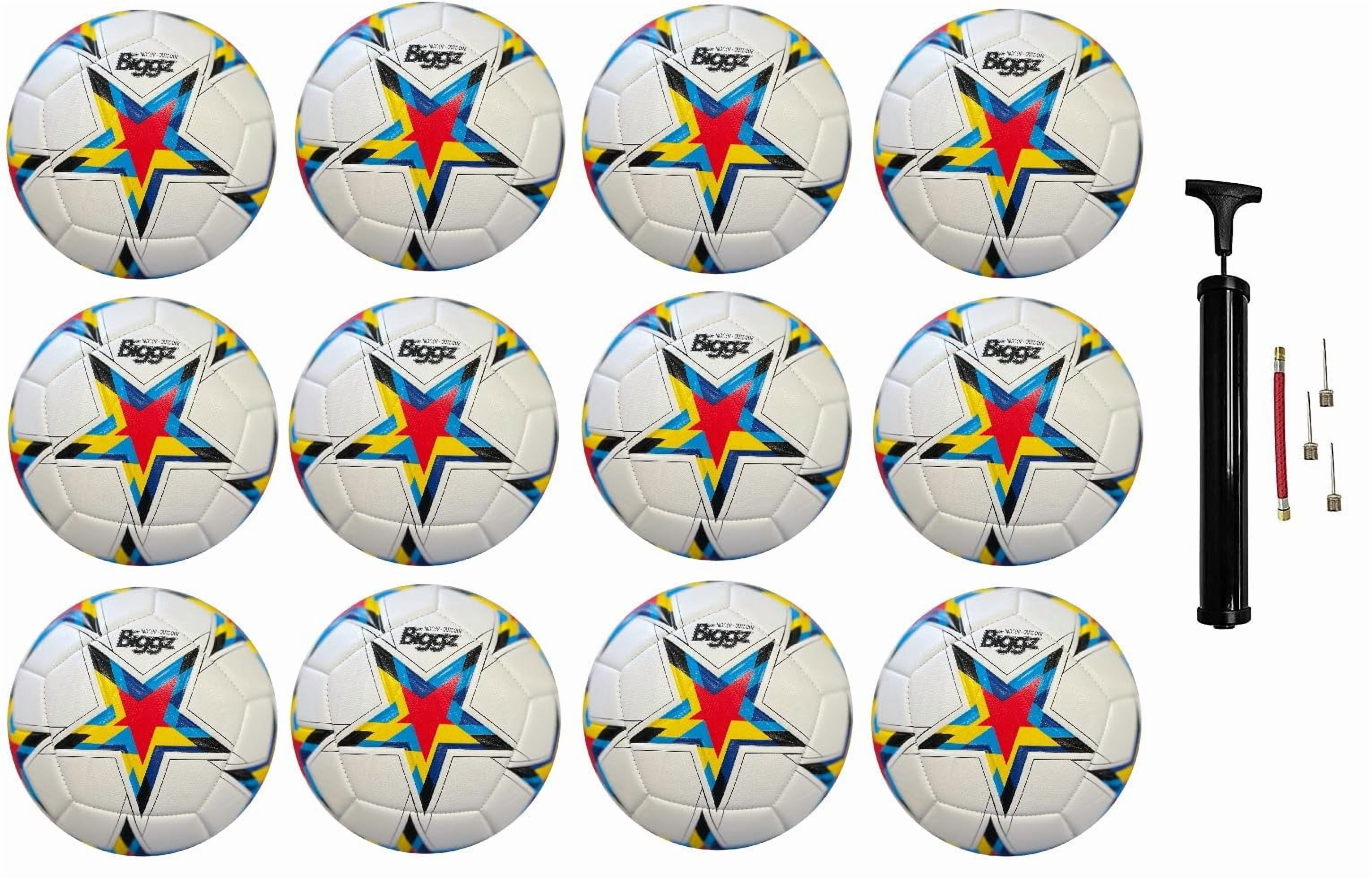 Biggz High Tech Mould Starz Soccer Ball Size 5 (12 pack) with (1) Hand Pump