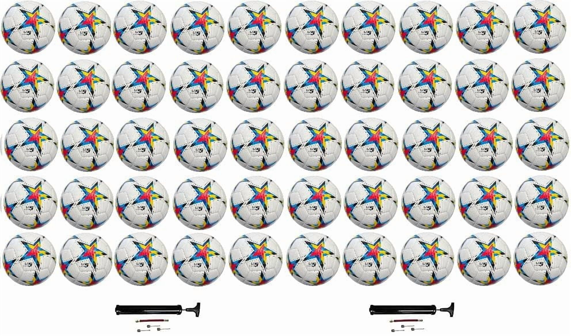 Biggz High Tech Mould Starz Soccer Ball Size 5 (50 pack) with (2) Hand Pumps
