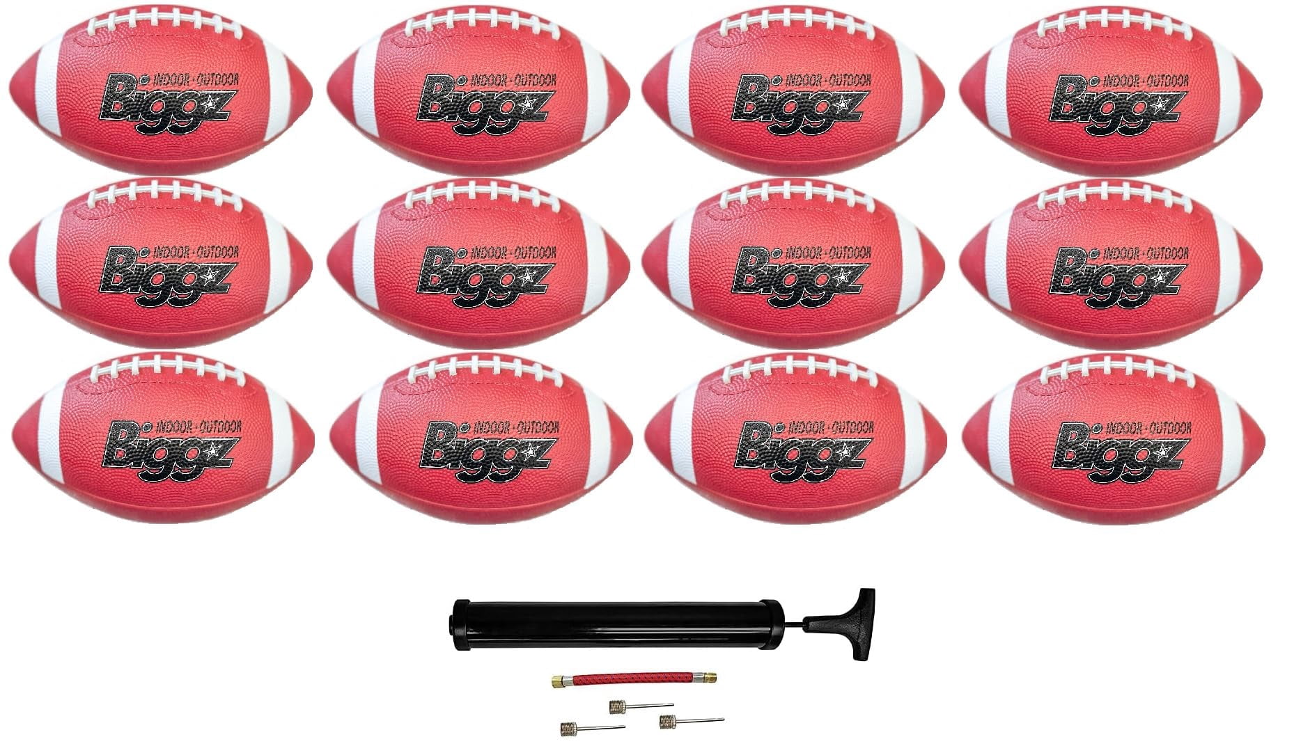 Biggz Junior size Footballs (12 pack) with (1) Hand Pump