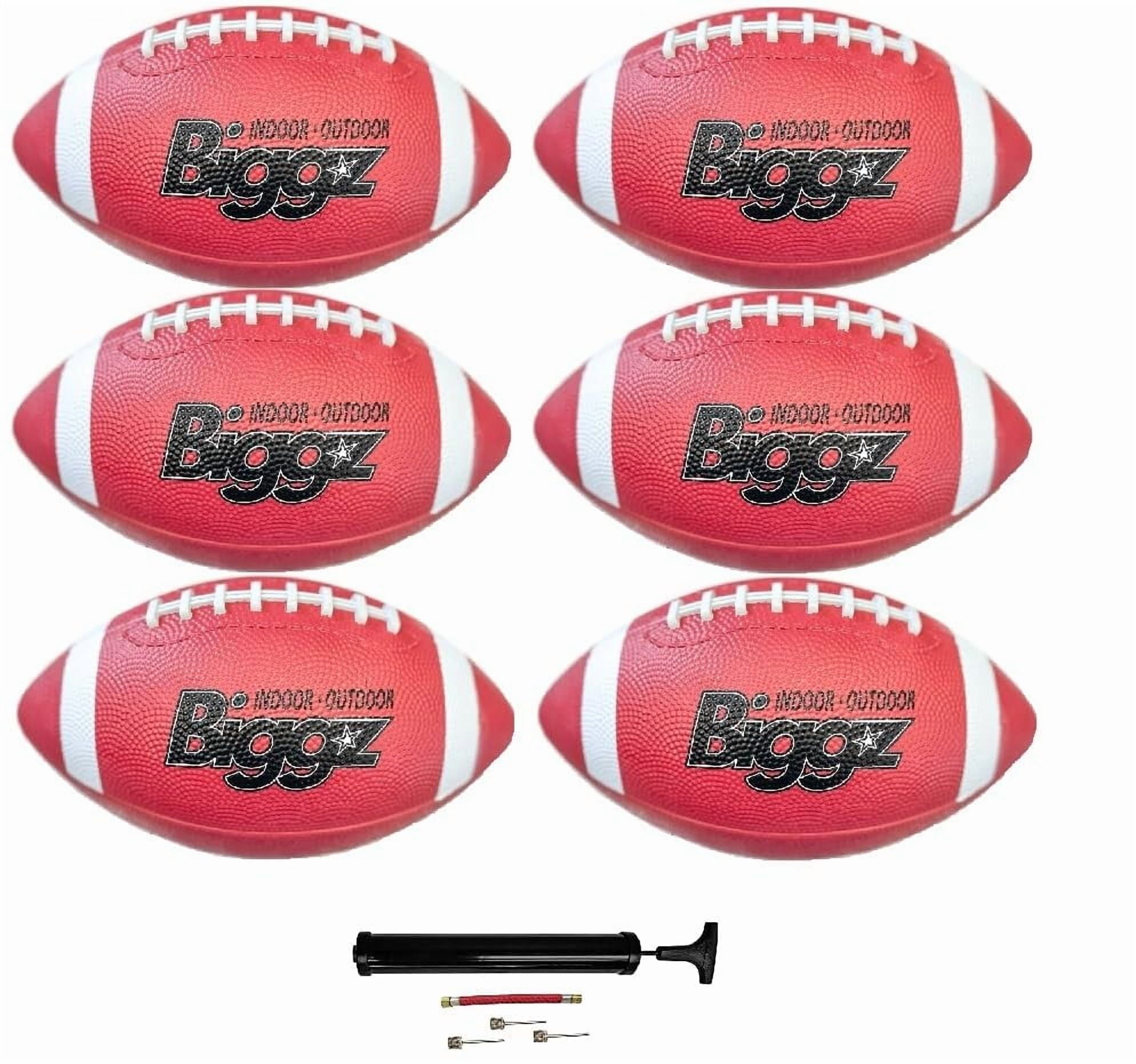 Biggz Junior size Footballs (6 pack) with (1) Hand Pump